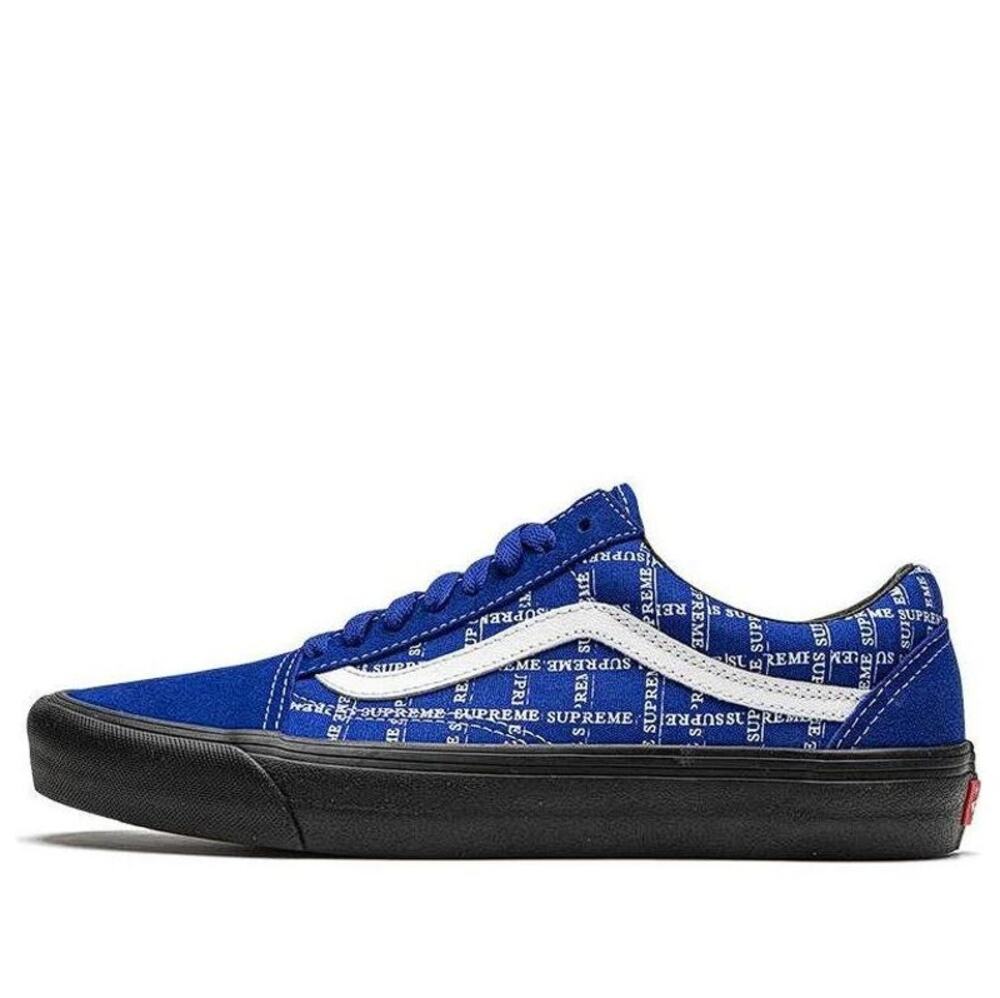 SUPREME X VANS Men's Old Skool Pro Logo Pattern Size 10.5 In Royal/Black
